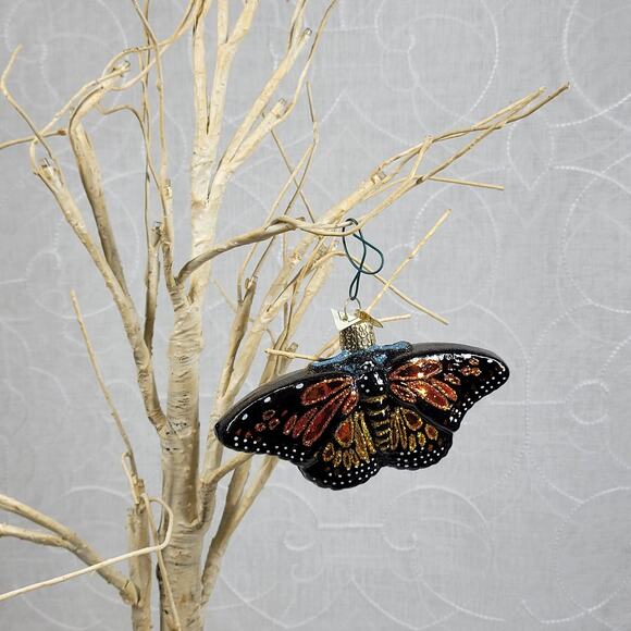 Old World Christmas Monarch Butterfly Ornament Glass Dark Halloween Witchy Decor - Picture 11 of 15